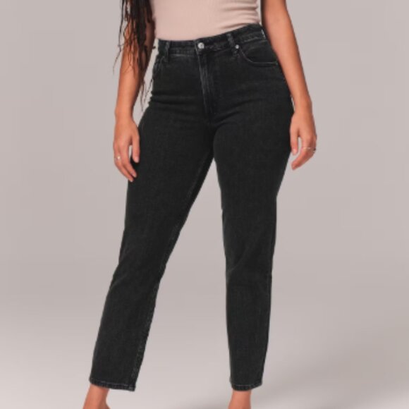 Abercrombie & Fitch Denim - Abercrombie & Fitch The Mom High Rise Curve Love Black Jeans Size 26 2R